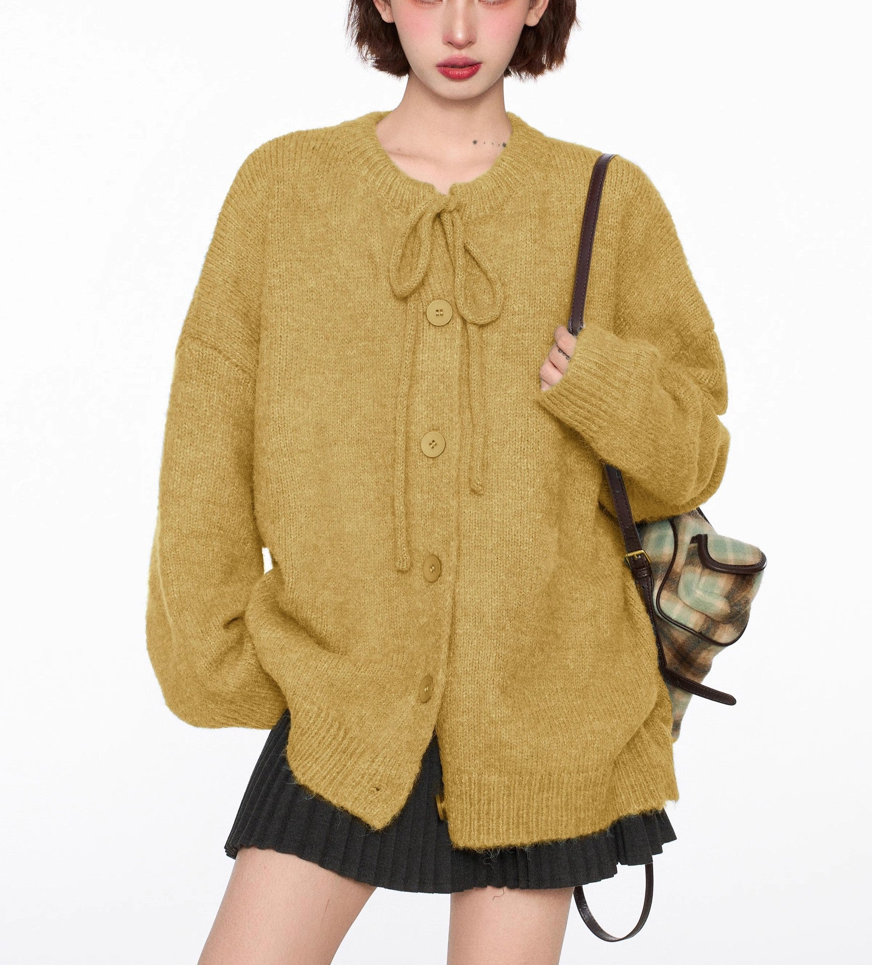 Japanese Korean Cardigan Lace Up Wool Blend Sweater Women’s Casual Pullover - Women