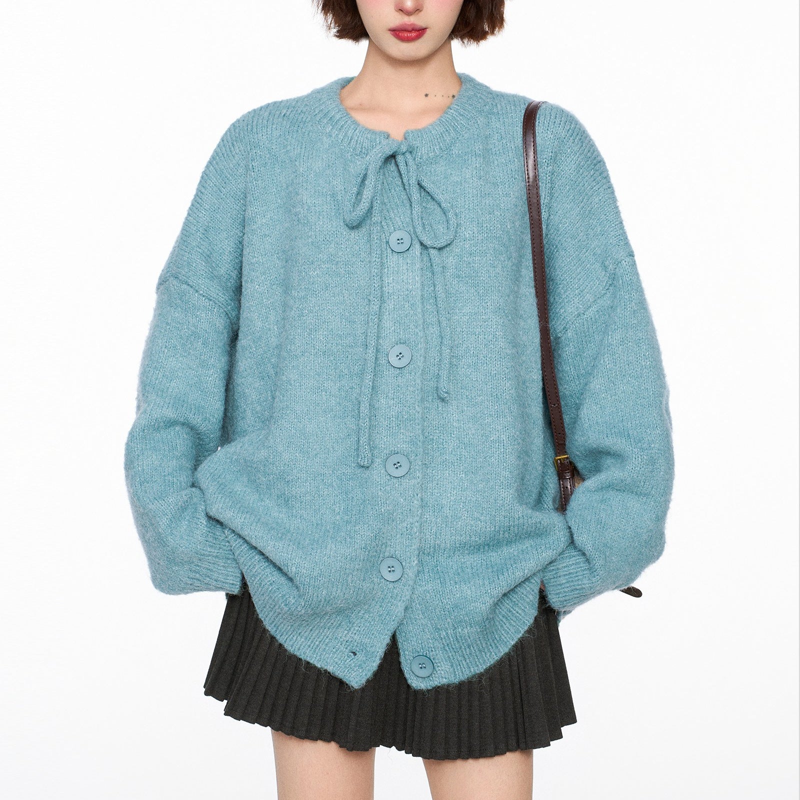 Japanese Korean Cardigan Lace Up Wool Blend Sweater Women’s Casual Pullover - Women