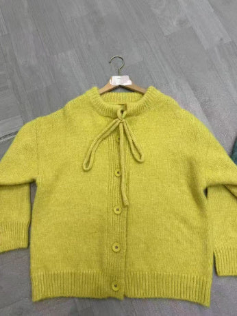 Japanese Korean Cardigan Lace Up Wool Blend Sweater Women’s Casual Pullover - Women