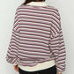 Japanese Korean Casual Cotton Striped Long Sleeve Loose Top for Women