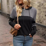 Japanese Korean Contrast Color Pullover Gray Casual Long Sleeve Sweatshirt