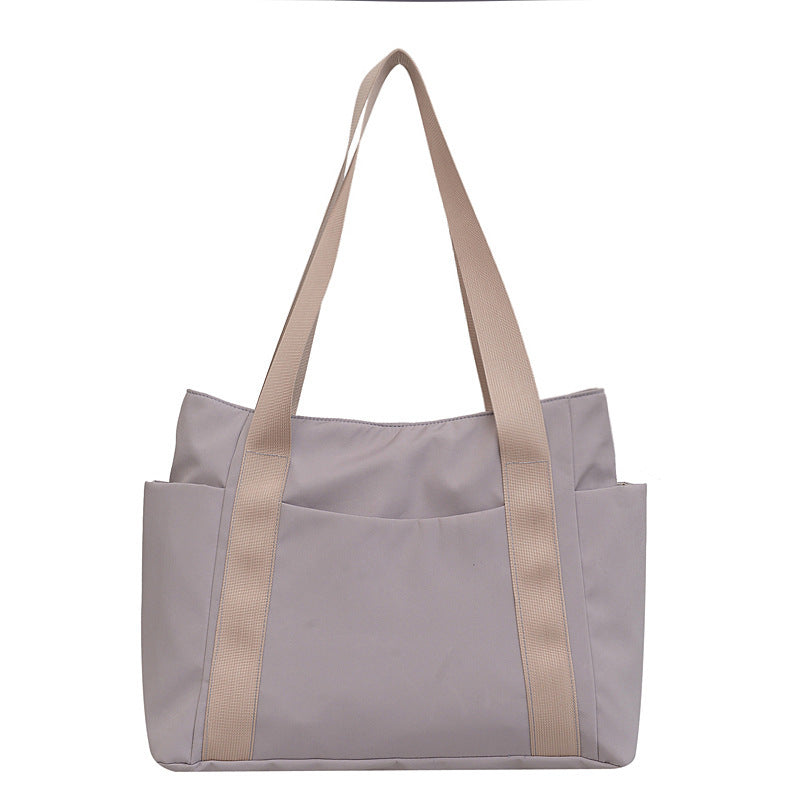Japanese Style Solid Color Tote Shoulder Bag Casual Nylon for Daily - Use japanese style solid color tote shoulder bag