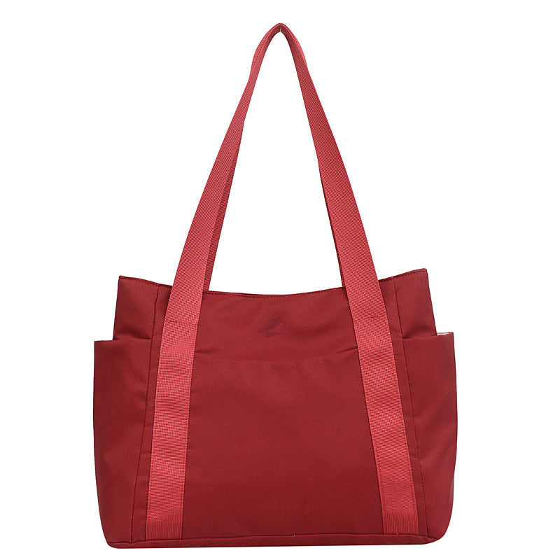 Japanese Style Solid Color Tote Shoulder Bag Casual Nylon for Daily - Use japanese style solid color tote shoulder bag
