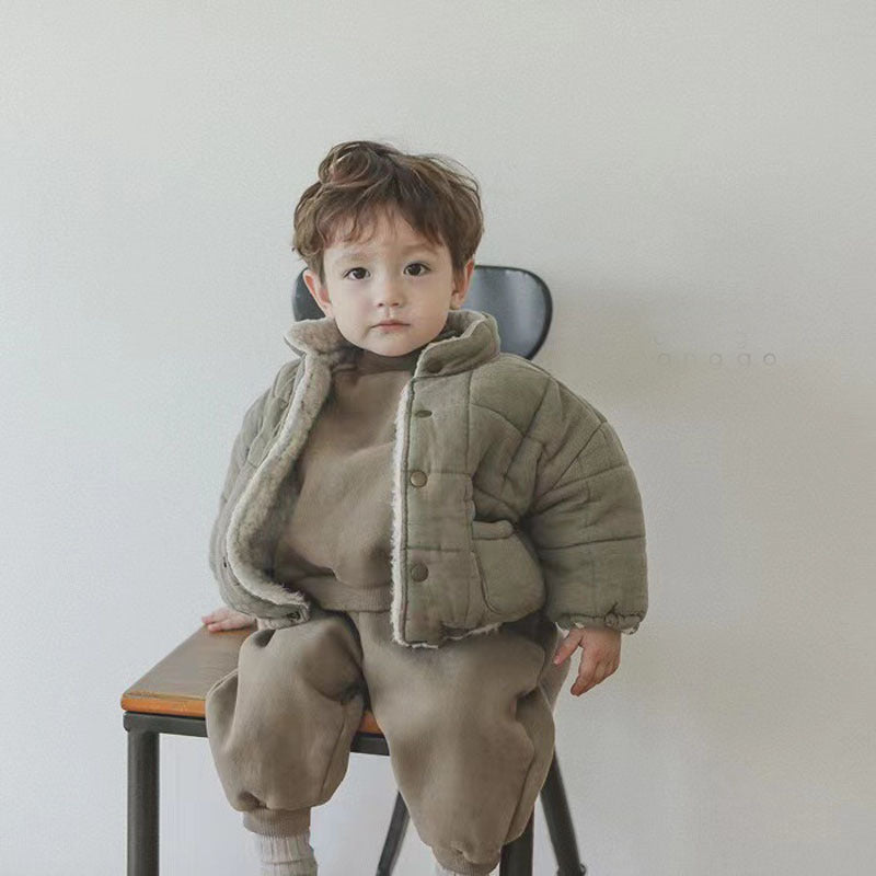 Khaki Army Green Long Sleeve Cotton Coat for Winter Infants - Teleplus Infant long sleeve cotton coat winter infant
