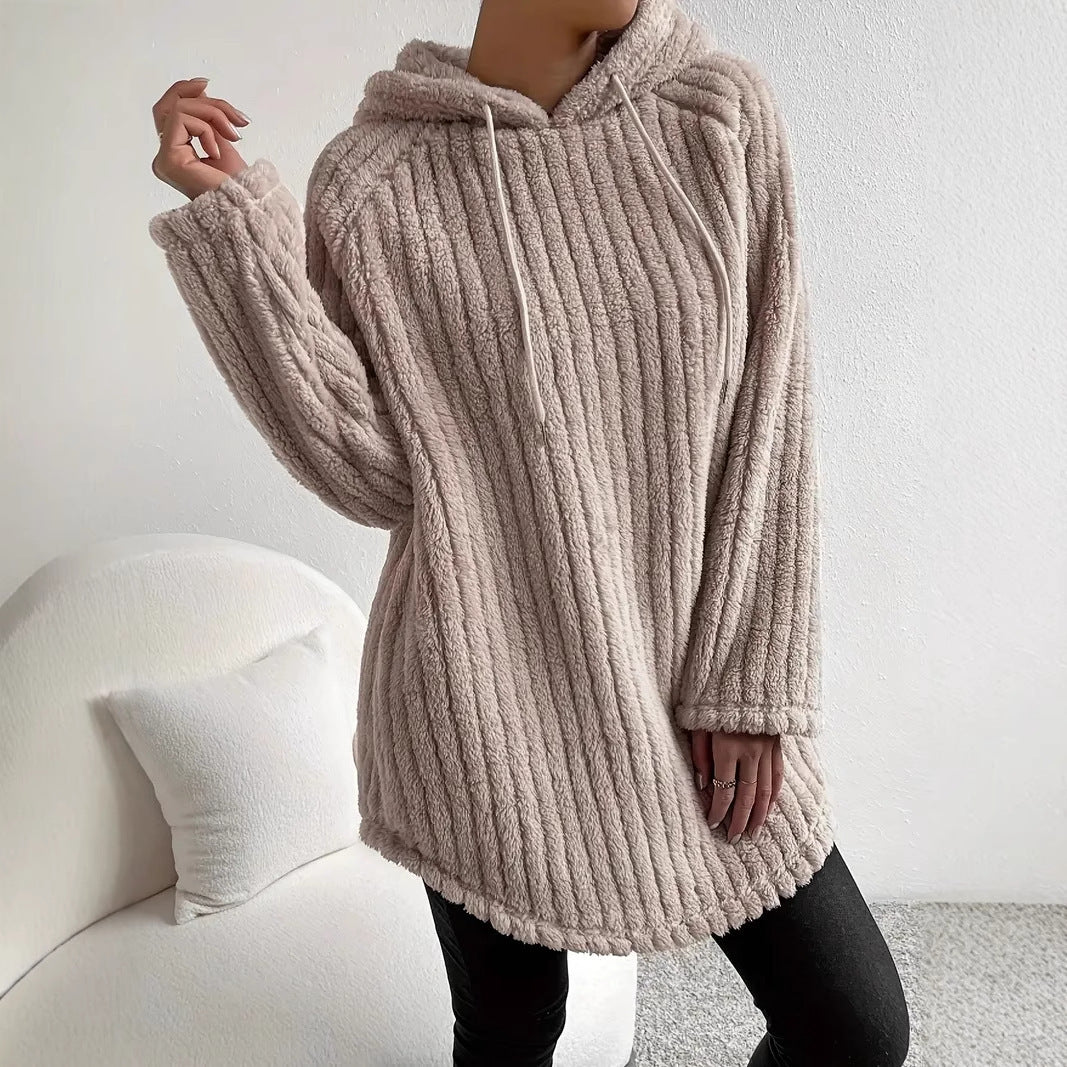 Khaki Long Sleeve Hooded Pullover Raglan Sweatshirt Casual Korean Style - Teleplus long sleeve