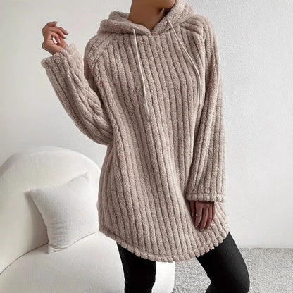 Khaki Long Sleeve Hooded Pullover Raglan Sweatshirt Casual Korean Style - Teleplus long sleeve