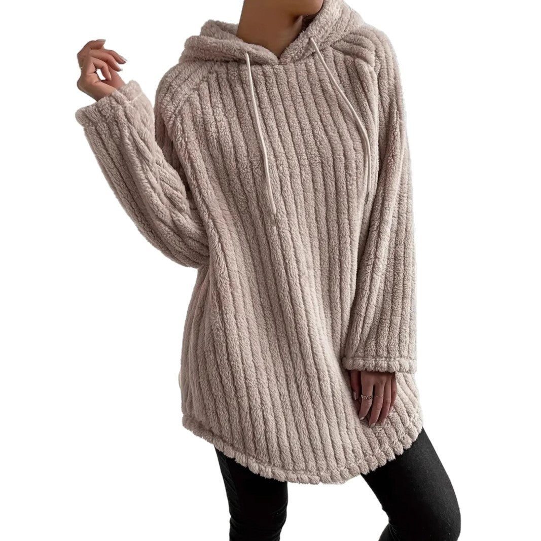 Khaki Long Sleeve Hooded Pullover Raglan Sweatshirt Casual Korean Style - Teleplus long sleeve