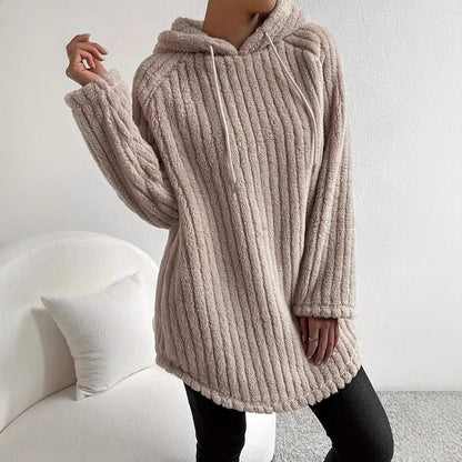 Khaki Long Sleeve Hooded Pullover Raglan Sweatshirt Casual Korean Style - Teleplus long sleeve