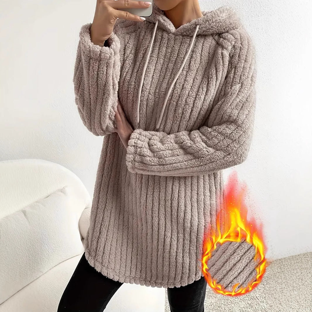 Khaki Long Sleeve Hooded Pullover Raglan Sweatshirt Casual Korean Style