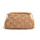 Khaki Milky White Soft Woven Bag with Internal Zipper and Single Shoulder Strap - Teleplus woven bag