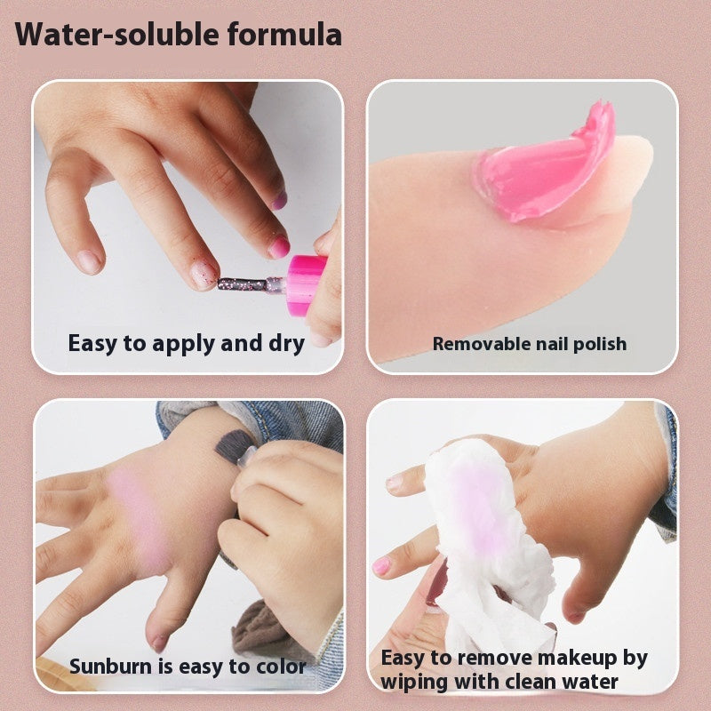 Kids Nail Polish and Makeup Set for Girls Ages 0-3 Years with Cosmetic Brush Box - Teleplus kids nail polish makeup set