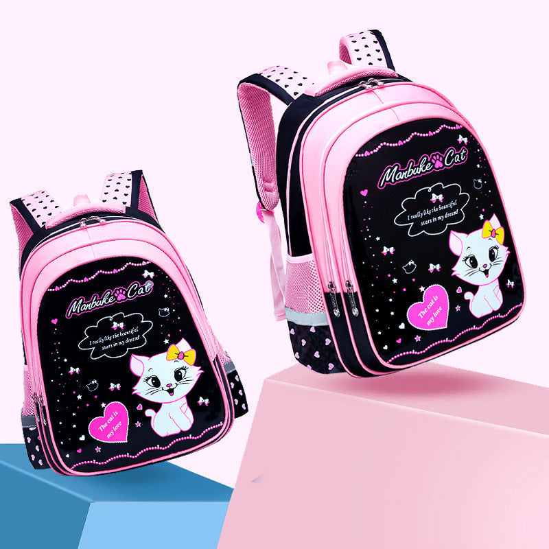 Kids School Cute Cat Print Backpack - Purr-fectly Cute Cat Print Backpack for Kids