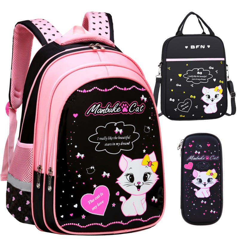 Kids School Cute Cat Print Backpack - Purr-fectly Cute Cat Print Backpack for Kids