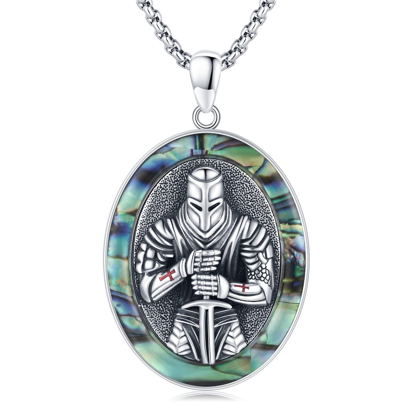 Valorous Templar Armor Necklace with Crusader Sword and Abalone in the United States - for Bling Magic united states