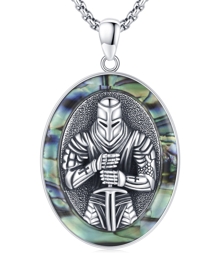 Knights Templar Necklace Sterling Silver Crusader Sword Shield Pendant Jewelry - Crusader Sword Necklace for Templar