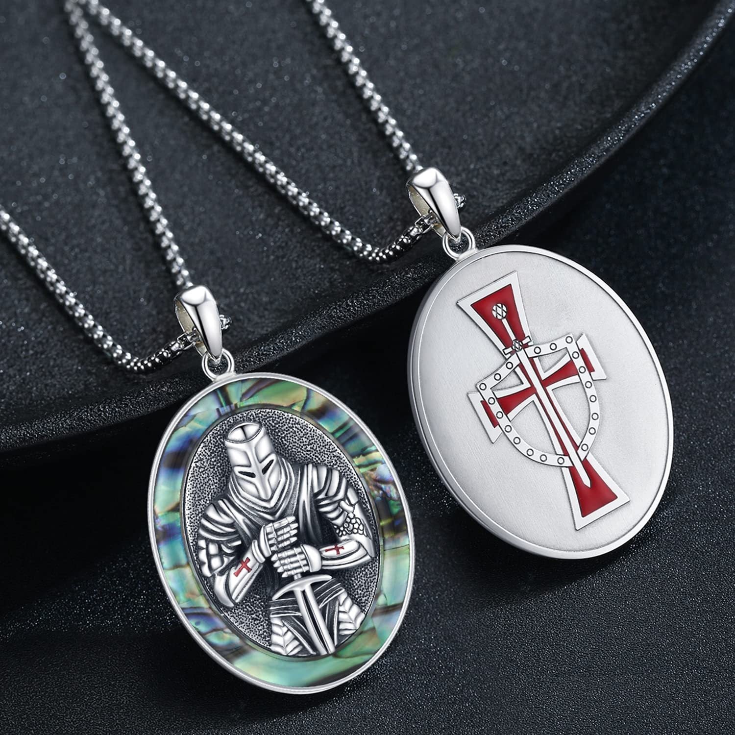 Knights Templar Necklace Sterling Silver Crusader Sword Shield Pendant Jewelry - Crusader Sword Necklace for Templar