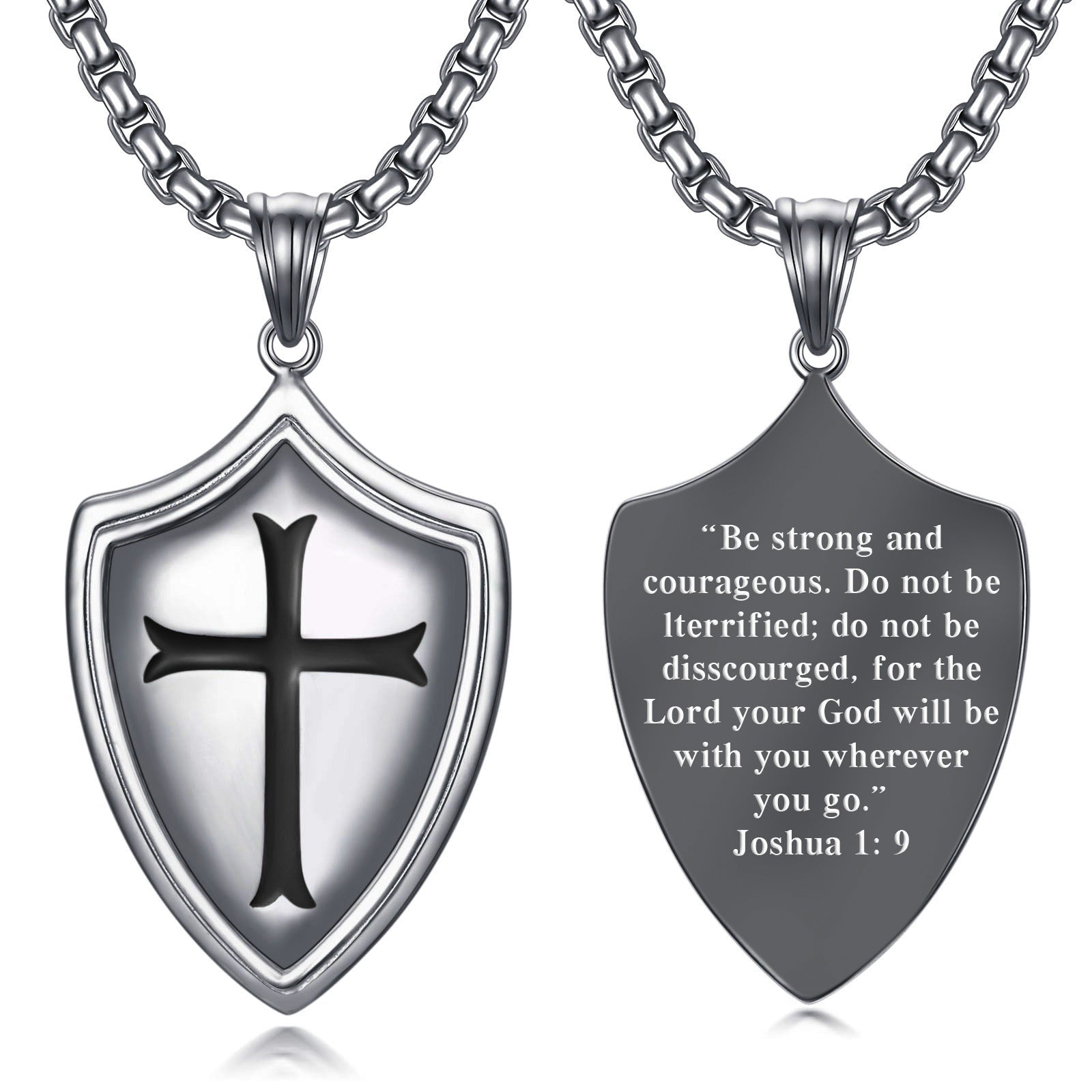 Knights Templar Shield Necklace in Sterling Silver Pendants Necklace for Men - Show Your Crusader Spirit with Knights