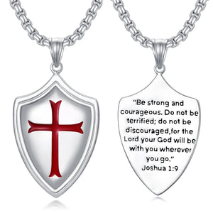 Knights Templar Shield Necklace in Sterling Silver Pendants Necklace for Men - Show Your Crusader Spirit with Knights