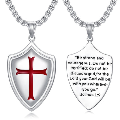 Knights Templar Shield Necklace in Sterling Silver Pendants Necklace for Men - Show Your Crusader Spirit with Knights