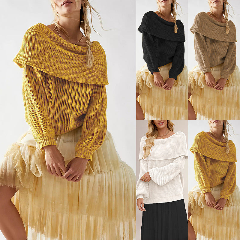 Knitted Acrylic Pullover Sweater Women Streetwear Solid Color S-XL - Women’s