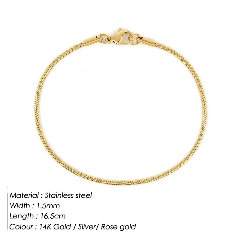 Korean Fashion Stainless Steel Round Snake Bracelet - Korean Fashion Stainless Steel Round Snake Bracelet