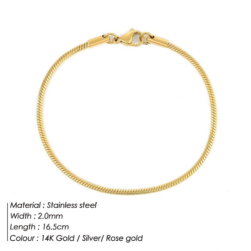 Korean Fashion Stainless Steel Round Snake Bracelet - Korean Fashion Stainless Steel Round Snake Bracelet