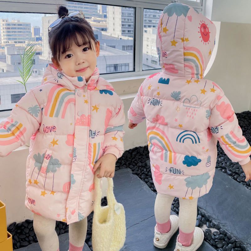 Korean Long Cute Thickened Cotton Jacket with UV Protection and Zipper Closure - Teleplus jacket middle long cute
