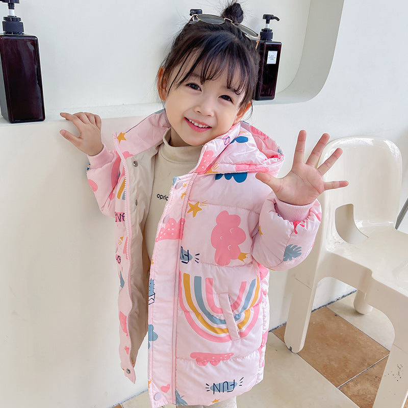 Korean Long Cute Thickened Cotton Jacket with UV Protection and Zipper Closure - Teleplus jacket middle long cute