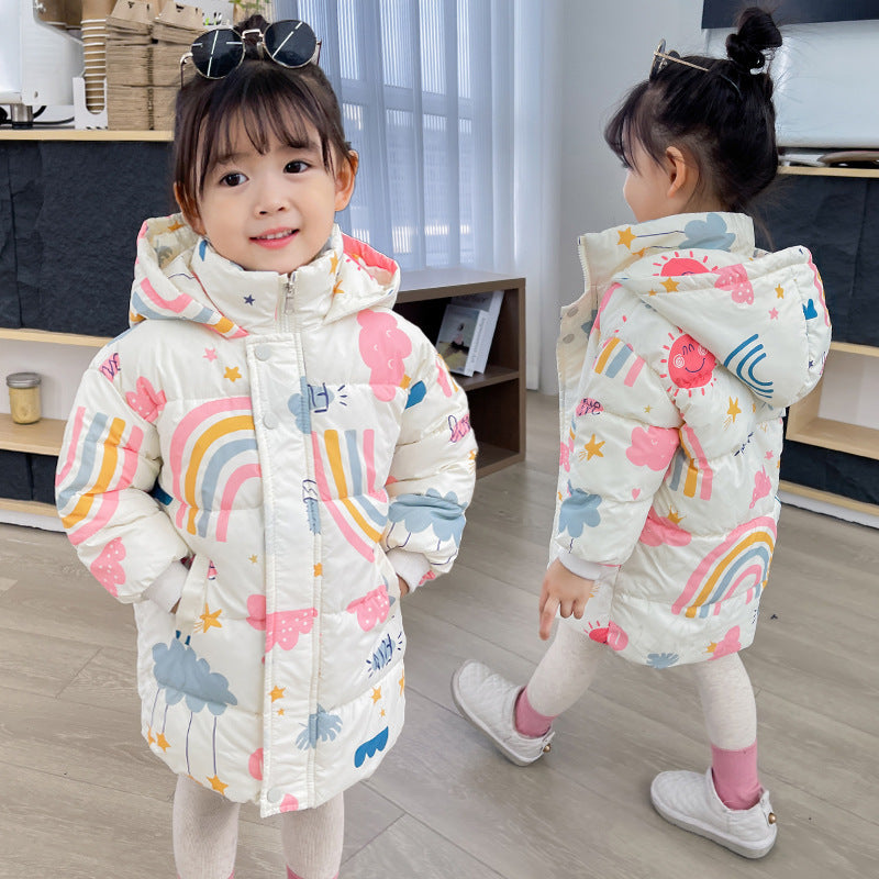 Korean Long Cute Thickened Cotton Jacket with UV Protection and Zipper Closure - Teleplus jacket middle long cute