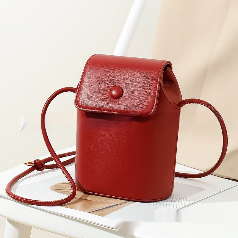 Korean PU Mobile Phone Bag Retro Bucket in Solid Colors - Teleplus korean pu mobile phone bag retro bucket