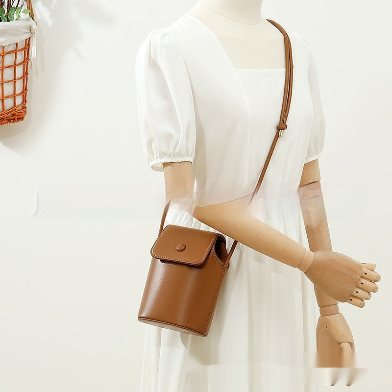 Korean PU Mobile Phone Bag Retro Bucket in Solid Colors - Teleplus korean pu mobile phone bag retro bucket