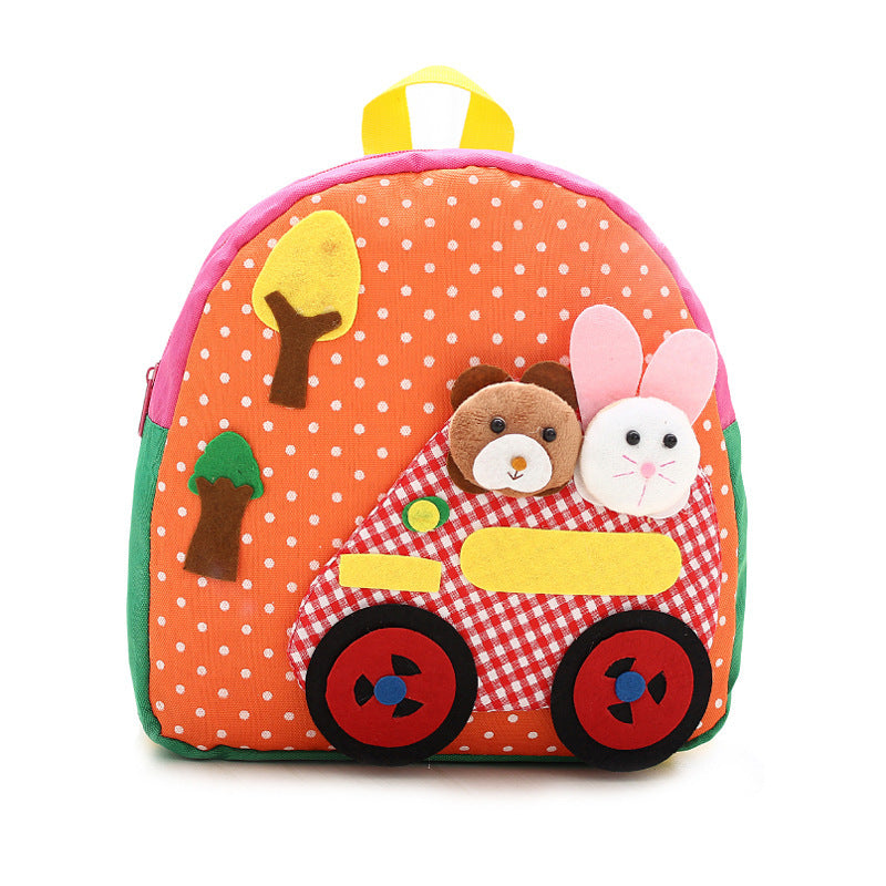 Korean shoulder children’s schoolbag kindergarten adorable backpack handmade cartoon baby bag double shoulder bag