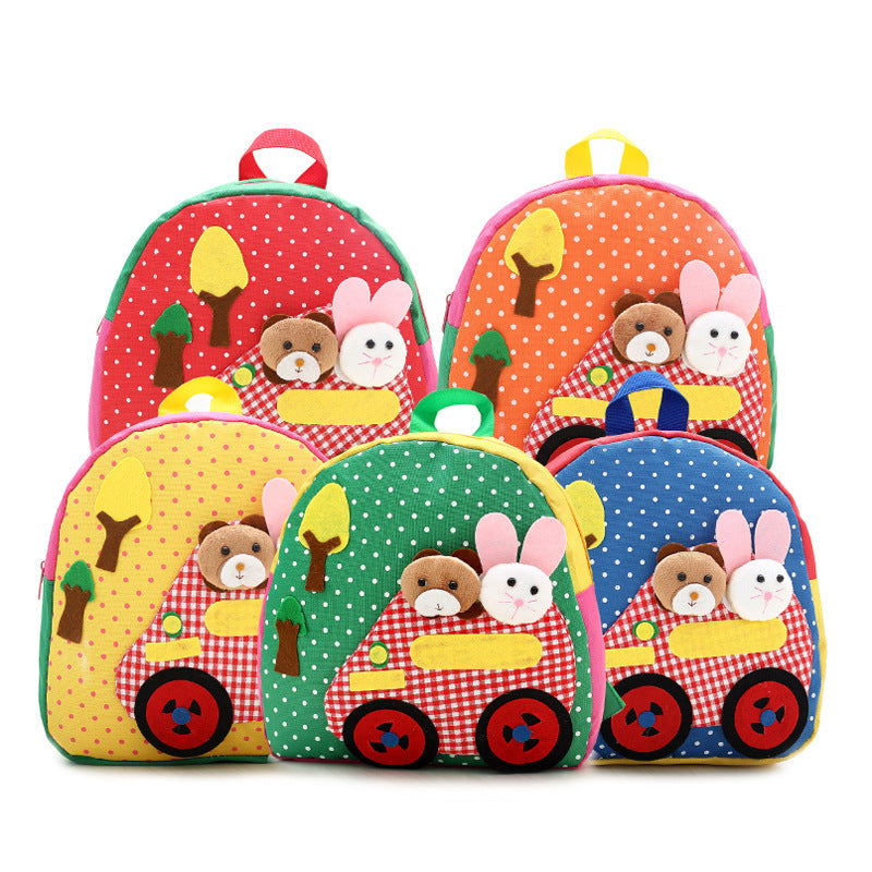 Korean shoulder children’s schoolbag kindergarten adorable backpack handmade cartoon baby bag double shoulder bag