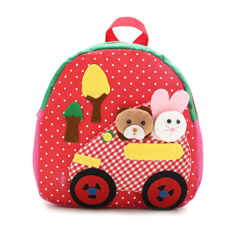 Korean shoulder children’s schoolbag kindergarten adorable backpack handmade cartoon baby bag double shoulder bag