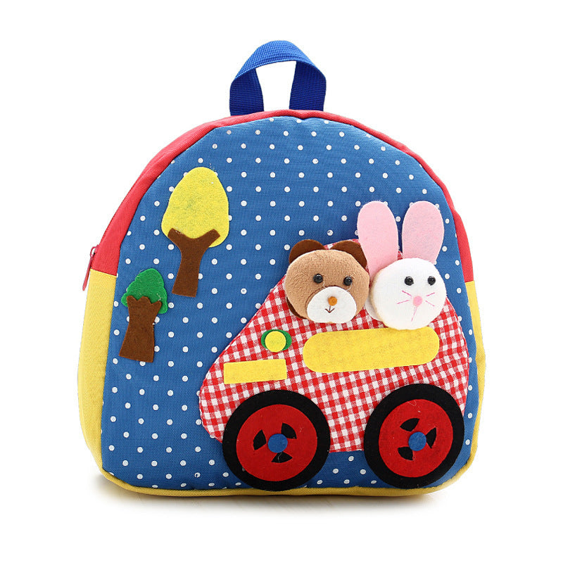 Korean shoulder children’s schoolbag kindergarten adorable backpack handmade cartoon baby bag double shoulder bag