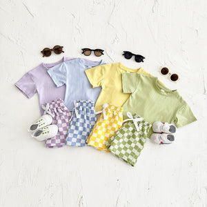 Kids Plaid Cotton Shirt and Pants Set for United States Sizes CHF - Korean Baby Style That Makes Adults Envy united