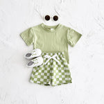 Kids Plaid Cotton Shirt and Pants Set for United States Sizes CHF - Korean Baby Style That Makes Adults Envy united
