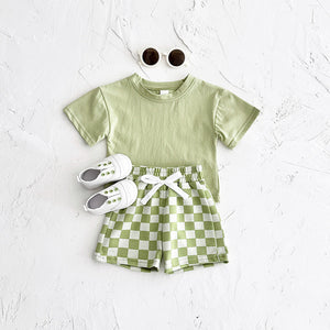 Kids Plaid Cotton Shirt and Pants Set for United States Sizes CHF - Korean Baby Style That Makes Adults Envy united
