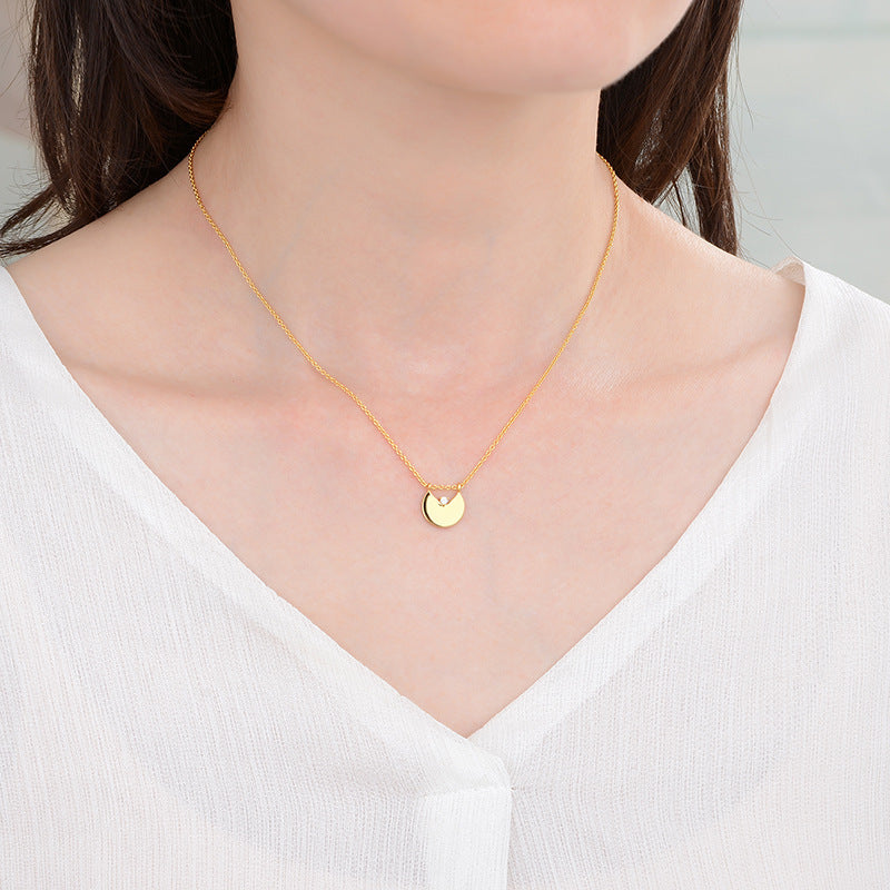 Inlaid Zircon Necklace in Korean Style Heart Silver Pendant - for Tulip Lovers inlaid zircon necklace korean style