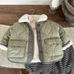 Korean Style Lamb Fur Collar Capillary Liner in Green and Khaki - korean style lamb fur collar
