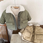 Korean Style Lamb Fur Collar Capillary Liner in Green and Khaki - korean style lamb fur collar