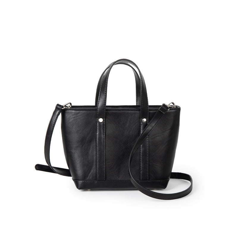 Korean Style Large Capacity Bag with Oil Wax Leather and Simple Casual Design - oil wax leather simple casual korean