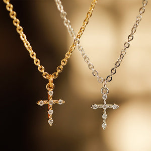 Korean Style Simple Fashion Cross Diamond Necklace - Korean Style Cross Style Diamond Necklace for Women