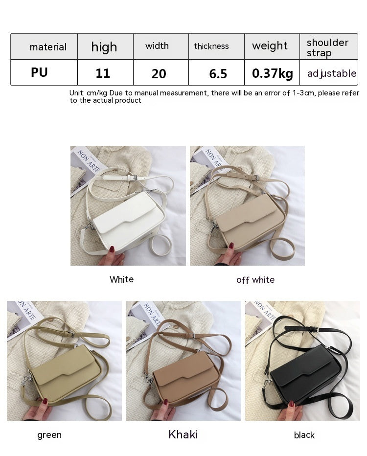 Korean Style Simple Niche Baguette Bag Solid Color White Khaki Green Black - Teleplus Colors niche baguette bag korean