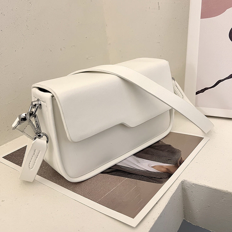 Korean Style Simple Niche Baguette Bag Solid Color White Khaki Green Black - Teleplus Colors niche baguette bag korean