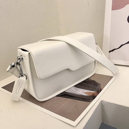 Korean Style Simple Niche Baguette Bag Solid Color White Khaki Green Black - Teleplus Colors niche baguette bag korean