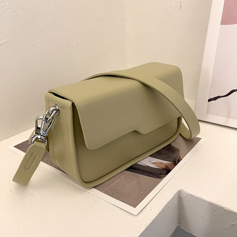 Korean Style Simple Niche Baguette Bag Solid Color White Khaki Green Black - Teleplus Colors niche baguette bag korean