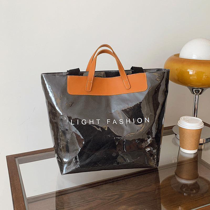 Kraft Paper Shoulder Bag Medium Square Tote in Neutral and Green Colors - Teleplus shoulder bag