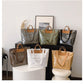 Kraft Paper Shoulder Bag Medium Square Tote in Neutral and Green Colors - Teleplus shoulder bag