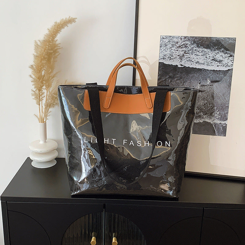 Kraft Paper Shoulder Bag Medium Square Tote in Neutral and Green Colors - Teleplus shoulder bag